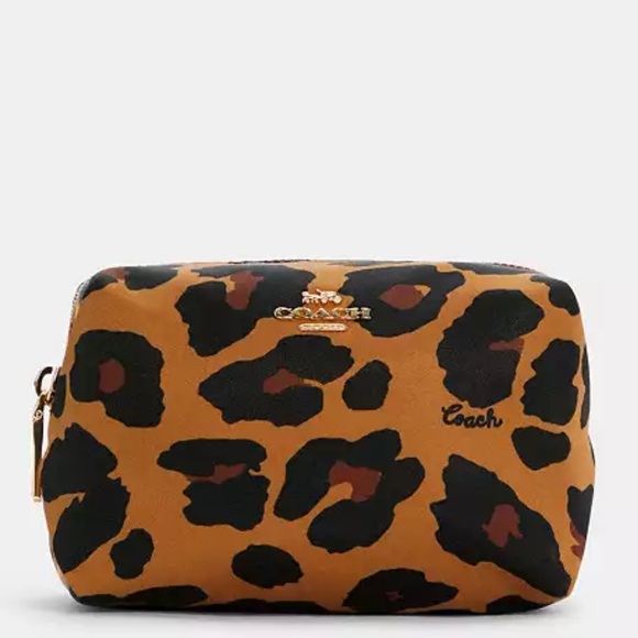 Coach Small Boxy Cosmetic Case With Leopard Print - Picture 1 of 8